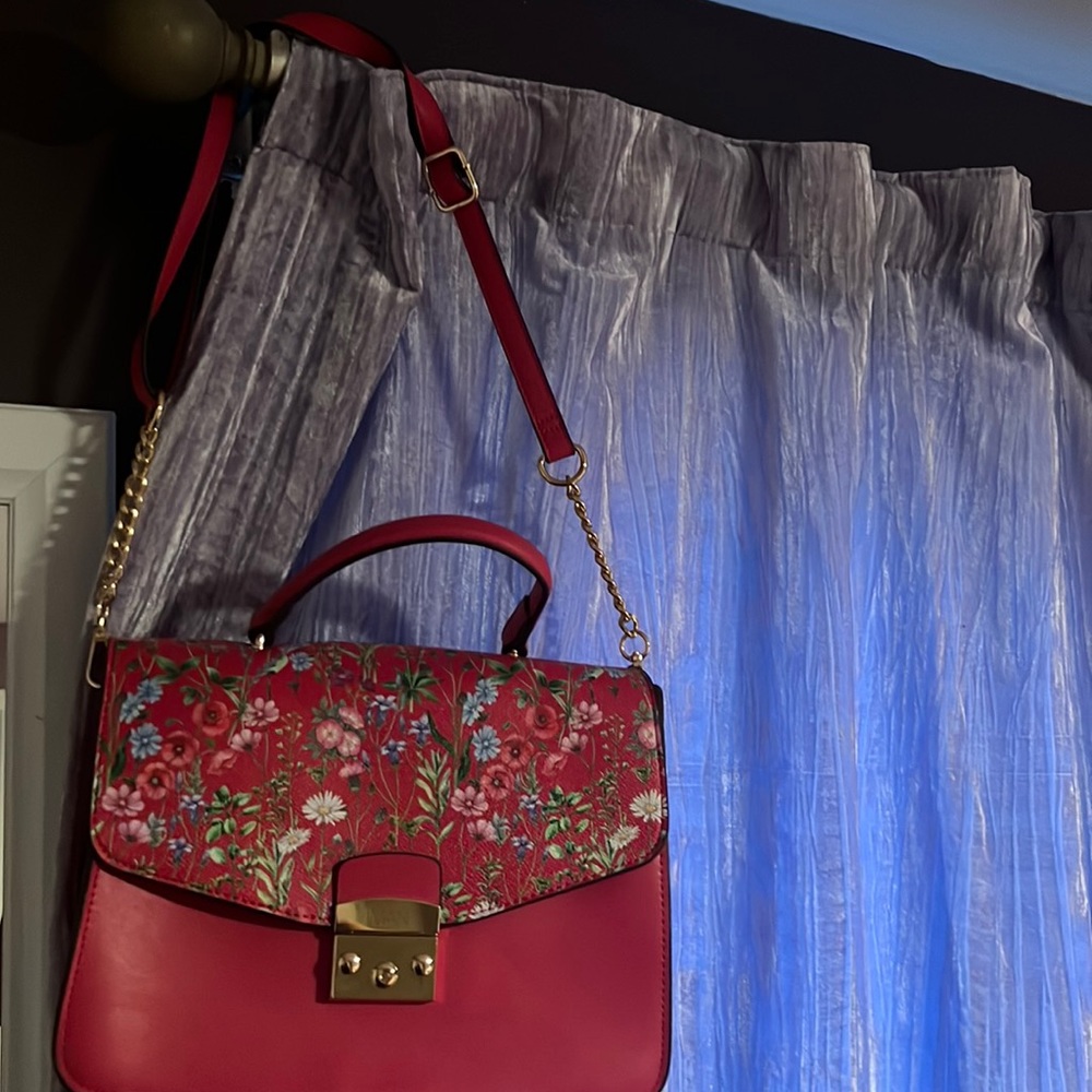 IMAN pink floral faux leather handbag/crossbody